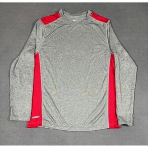 Starter Shirt Boys L (10-12) Gray Red Long Sleeve Dri-Star Athletic RB33420